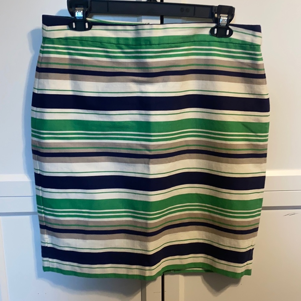Banana Republic lined striped skirt navy green 10